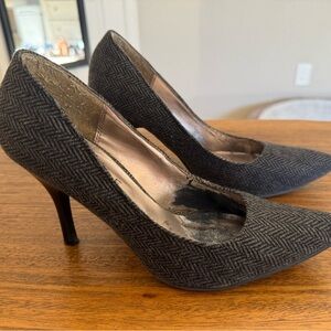 Black Herringbone Heels, size 7.5